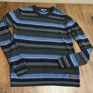 Sherpa Adventure Gear Sweater striped. Large. Merino wool blend. Soft.